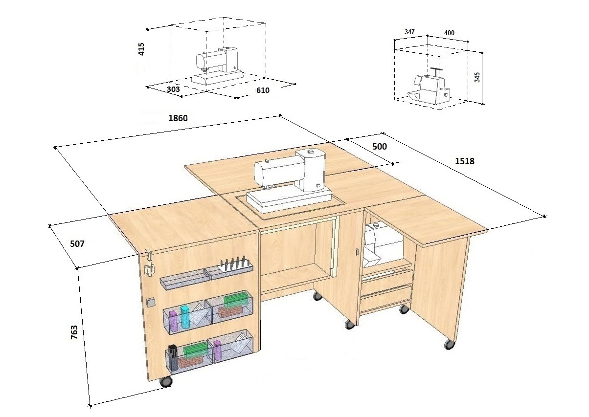 Стол для швейной машины и оверлока комфорт-5